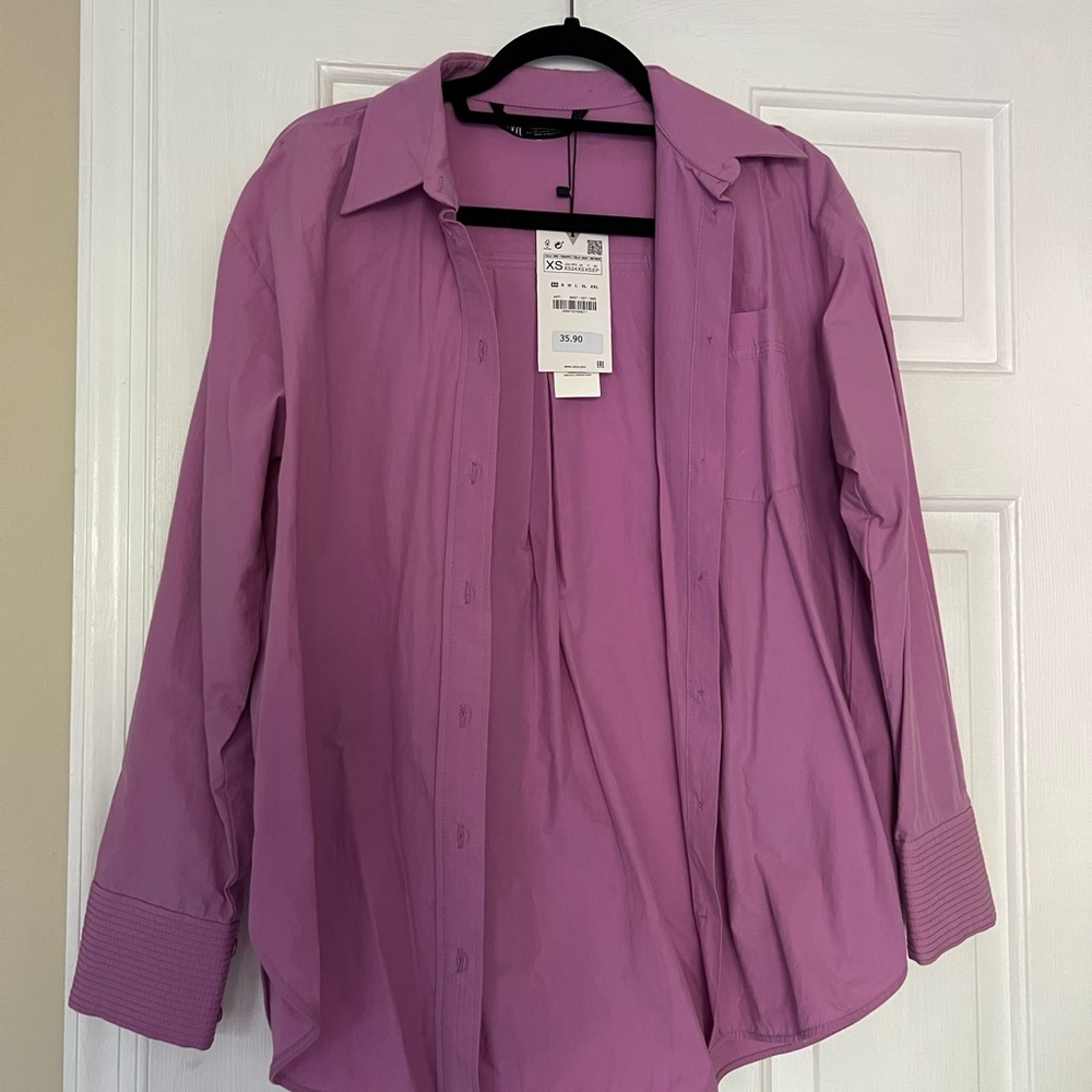 Zara Lilac Button-Up Blouse
